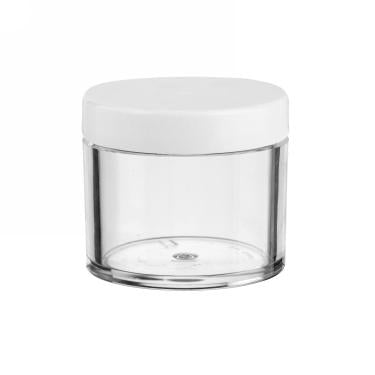 High Quality Thick-Wall Clear Polystyrene (PS) Round Jar with Cap & Foam Liner | 80ml | 2oz Nail Powder