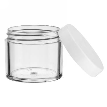 High Quality Thick-Wall Clear Polystyrene (PS) Round Jar with Cap & Foam Liner | 80ml | 2oz Nail Powder