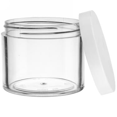 High Quality Thick-Wall Clear Polystyrene (PS) Round Jar with Cap & Foam Liner | 400ml | 10oz Nail Powder