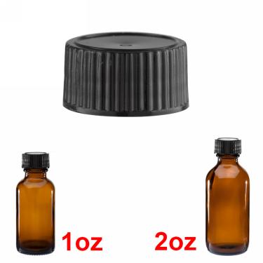 20/400 Black PP Cap with Seal | For 1oz & 2oz Bottles