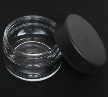 Ultra Clear Glass Jar with Smooth Black Plastic Cap | Wide Mouth | 2.66 oz (80ml)