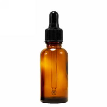 1 oz (30ml) Amber Boston Round Glass Bottle w/Glass Dropper