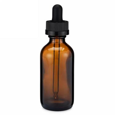 2 oz (60ml) Boston Round Glass Bottle w/Glass Dropper | AMBER