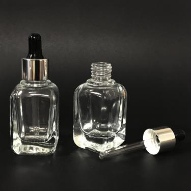 Heavy Duty Square Bottle with Dropper | Ultra Clear | 35ml ~ 1.2 fl oz (Ideal for cuticle oil)