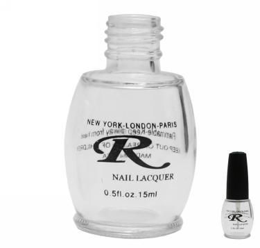 1/2oz Printed Polish Bottle | "R" Logo| 15mm neck | Clear Football Bottle