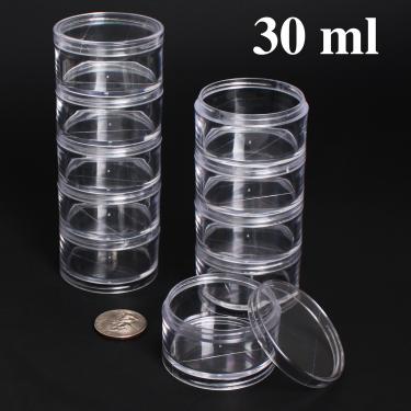 Stackable Clear 5-Jar Set with Top Cap | 5 x 30ml