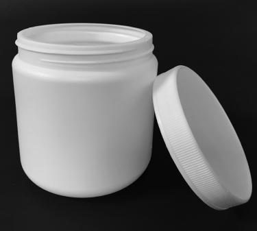 500ml HDPE Jar with Ribbed Lid | For 12oz Nail Powder | White