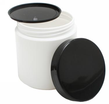 500ml HDPE Jar with Lid & Inner Disc | For 12oz Nail Powder | White