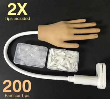 Silicone Nail Training Hand with 200 Tips