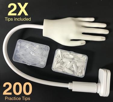 Silicone Nail Training Hand with 200 Tips