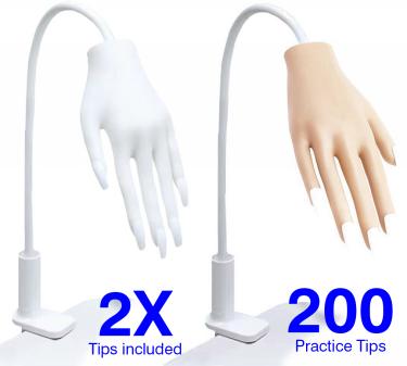 Silicone Nail Training Hand with 200 Tips